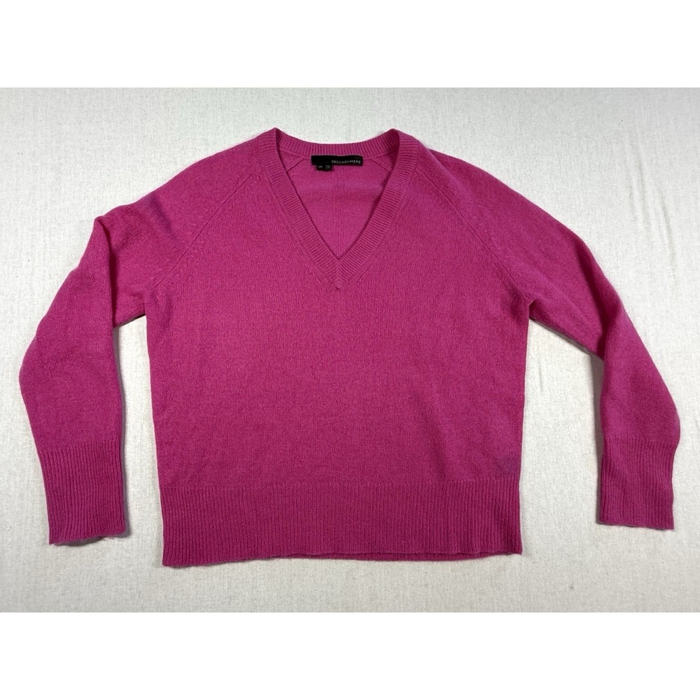 360 Cashmere Sweater Women XS Barbie Pink V-neck Quiet Luxury Soft Minimalist